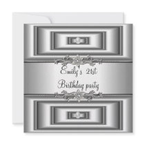 21st Birthday Party Silver Drawers Invite