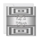 21st Birthday Party Silver Drawers Invite