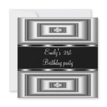 21st Birthday Party Silver Drawers Custom Invitations