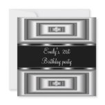 21st Birthday Party Silver Drawers Custom Invitations