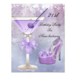21st Birthday Party White Lilac Martini Purple Card