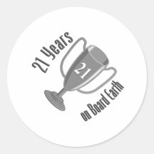 21st Birthday Present 21 years on Board Earth Sticker