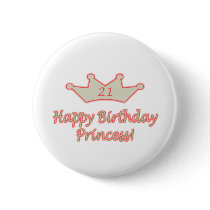 21st  Birthday Princess Pins