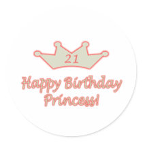 21st  Birthday Princess Sticker