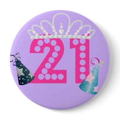 21st Birthday Purple Princess Buttons by csinvitations
