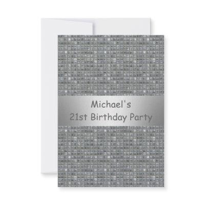 21st Birthday Silver Grey Marle Tile Pattern Invite by Whodesign