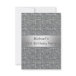 21st Birthday Silver Grey Marle Tile Pattern Invite