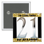 21st Birthday Silver Number 21 Pinback Buttons