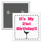 21st Birthday with Martini Glass Buttons