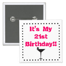 21st Birthday with Martini Glass Buttons