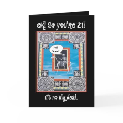 21st Birthday with Skeleton Riding a Horse - FUNNY Cards by JaclinArt