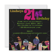 21st Happy Birthday Party Invitation Invite