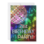21st invitation with disco ball and rainbow stars