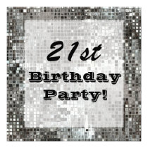 21st Or Any Age Birthday Party Silver Invitation invitations