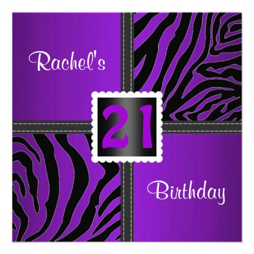 21st purple birthday party invitation