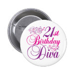 21th Birthday Diva Button