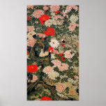 22. 牡丹小禽図, 若冲 Peonies & Small Birds, Jakuchū Print
