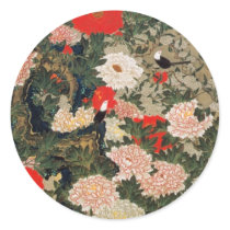22. 牡丹小禽図, 若冲 Peonies & Small Birds, Jakuchū Sticker