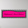 22.5"x7.5" Personalized Banner Hot Pink Zebra Prin Poster