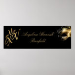 22.5"x7.5" Personalized Banner Mis XV Gold Poster