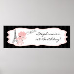 22.5"x7.5" Personalized Banner Pink Poodle Paris posters