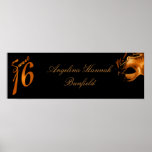 22.5"x7.5" Personalized Banner Sweet 16 Orange Print