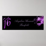 22.5"x7.5" Personalized Banner Sweet 16 Purple Print