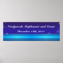 22.5"x7.5" Personalized Banner White Snow Flakes Poster