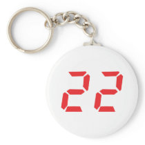 22 twenty-two red alarm clock digital number key chains