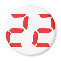 22 twenty-two red alarm clock digital number magnets
