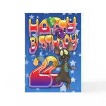 22nd Birthday Card, Happy Birthday