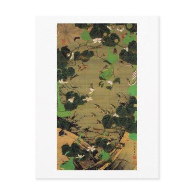 23. 池辺群虫図, 若冲 Living Beings with Pond, Jakuchū Post Cards by ukiyoemuseum