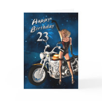 23rd Birthday card with a motorbike