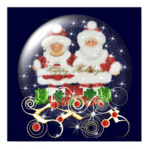 23x23 Poster Snowglobe Mr & Mrs Santa Christmas posters by forbes1954 23x23 Poster Snowglobe Mr & Mrs Santa Christmas posters