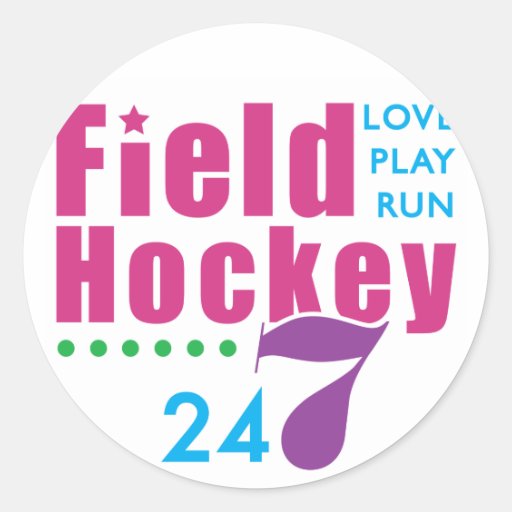 24/7 Field Hockey Classic Round Sticker Zazzle