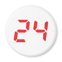 24 twenty-four red alarm clock digital number magnets