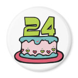 24 Year Old Birthday Cake Magnet