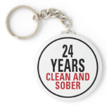 24 Years Clean and Sober Keychains