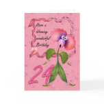 24th Birthday Card with Moonies cute bloomers,