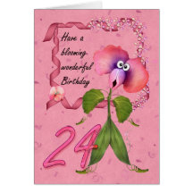 24th Birthday Card with Moonies cute bloomers,