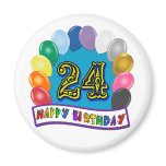 24th Birthday Gifts with Assorted Balloons Design magnets