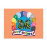 24th Birthday Gifts with Assorted Balloons Design Postcards