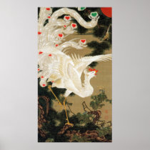 25. 老松白鳳図, 若冲 Pine-tree & Phoenix, Jakuchu Print