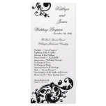 25 4x9 Wedding Program Black White Floral Filigree Custom Rack Card