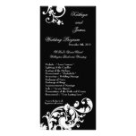 25 4x9 Wedding Program Black White Floral Filigree Full Color Rack Card