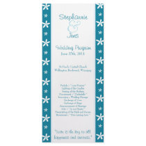 25 4x9 Wedding Program Blue Daisies Custom Rack Card