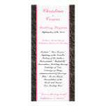 25 4x9 Wedding Program Damask/Stripes Pink Crown Rack Card