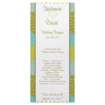 25 4x9 Wedding Program Floral Burst Personalized Rack Card