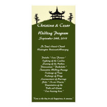 25 4x9 Wedding Program Japanese Green Hill Top Tem Custom Rack Cards