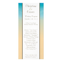 25 4x9 Wedding Program Ocean Beach Shore Seashells Personalized Rack Card